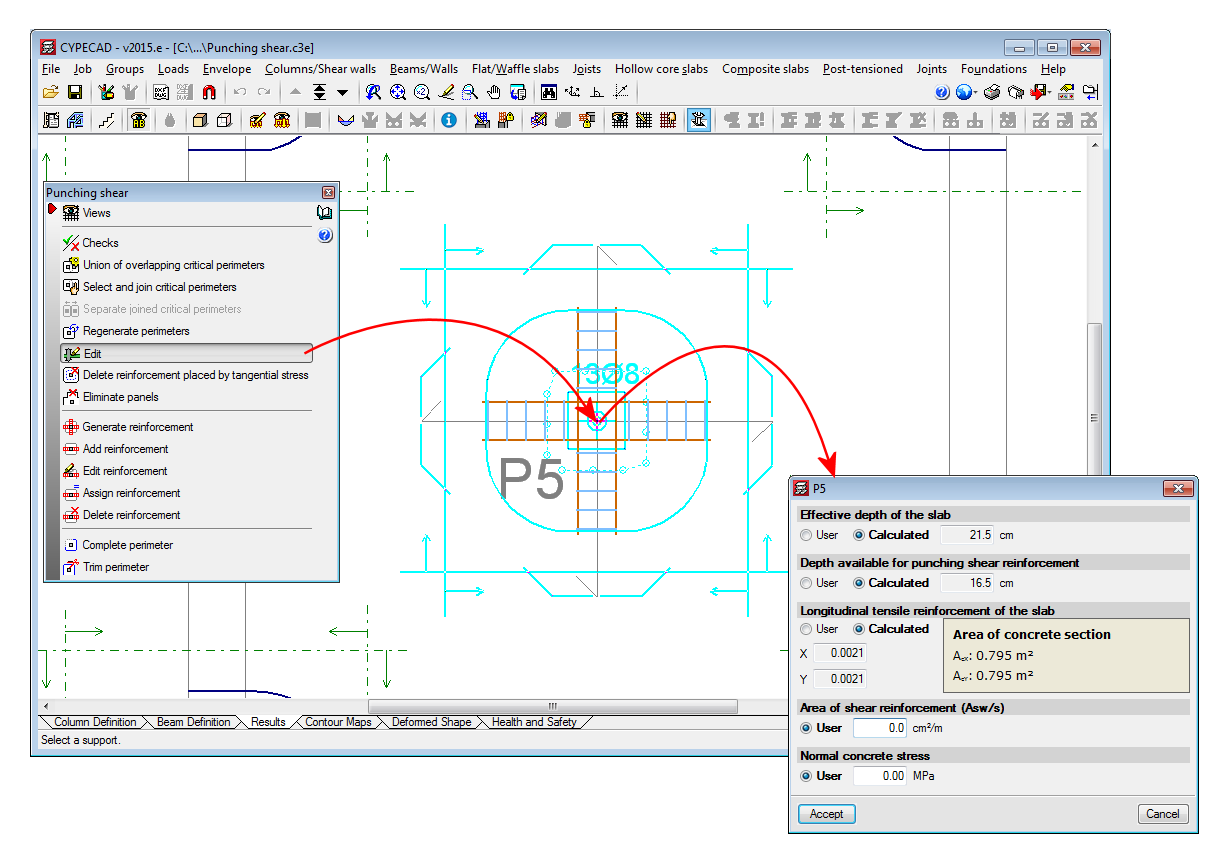 CYPECAD. Punching shear verification